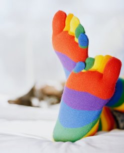 Feet in Colorful Socks